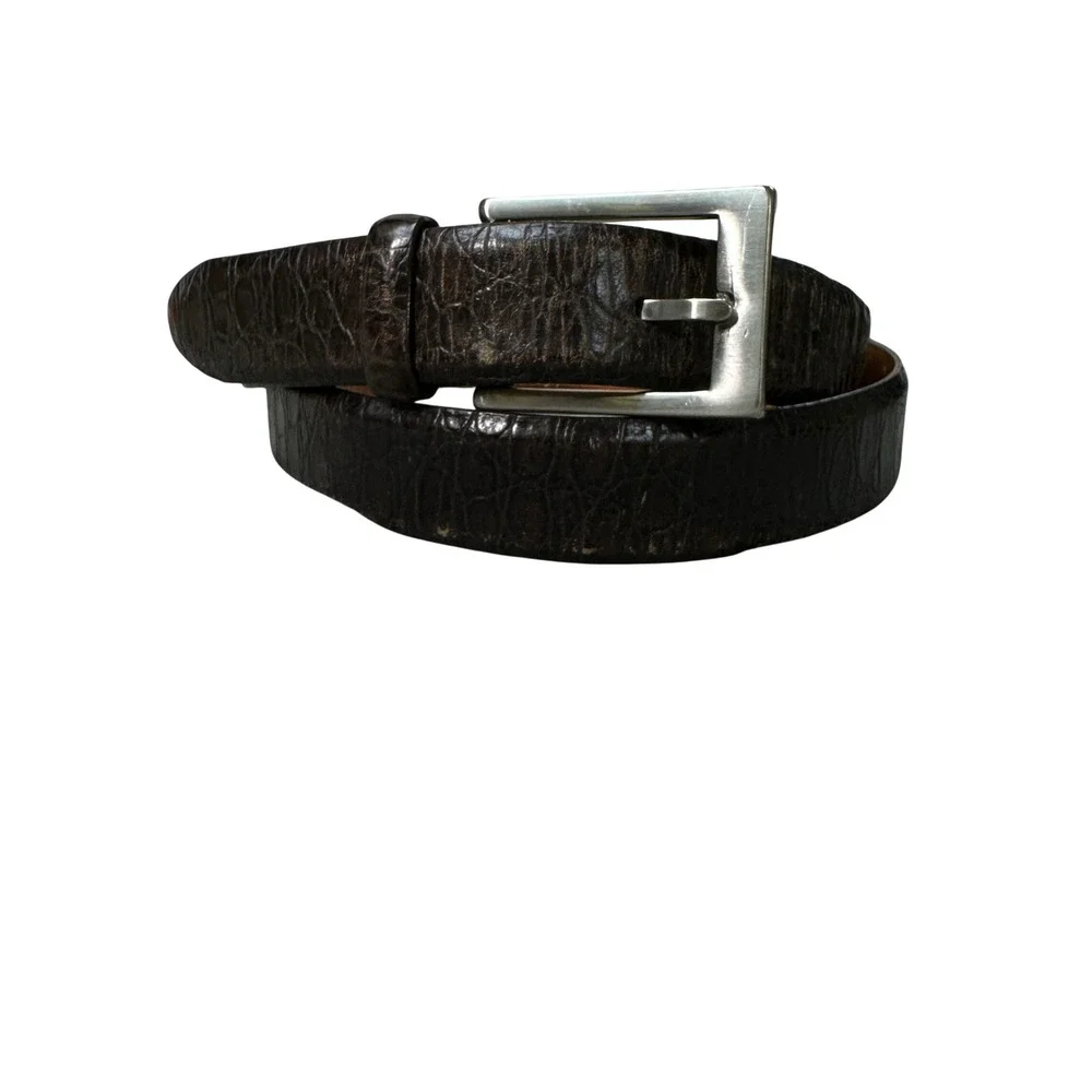 Martin Dingman Mens Alligator Grain Italian Calfskin Leather Belt Brown 40 22213